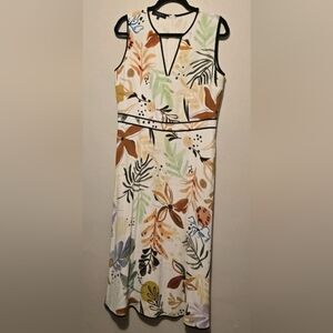 Lafayette 148 New York Floral Midi Dress - Sleeveless V-Neck, Flare Skirt, Sz: 4